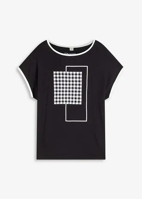 Tričko s natištěným motivem a kontrastními paspulkami, bonprix