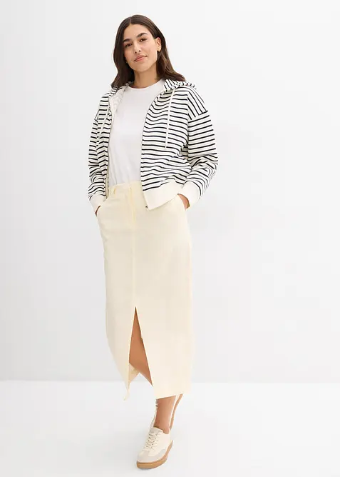 Midi sukně ze vzdušné lněné směsi, bonprix