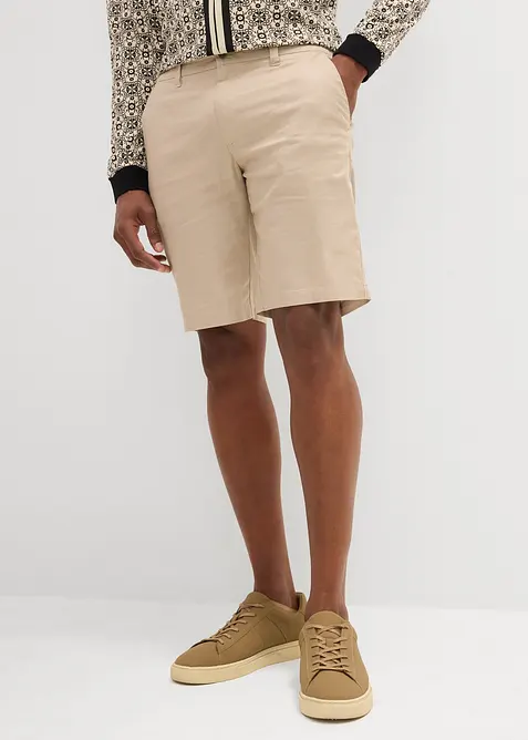 Chino bermudy se lnem, Regular Fit, bonprix