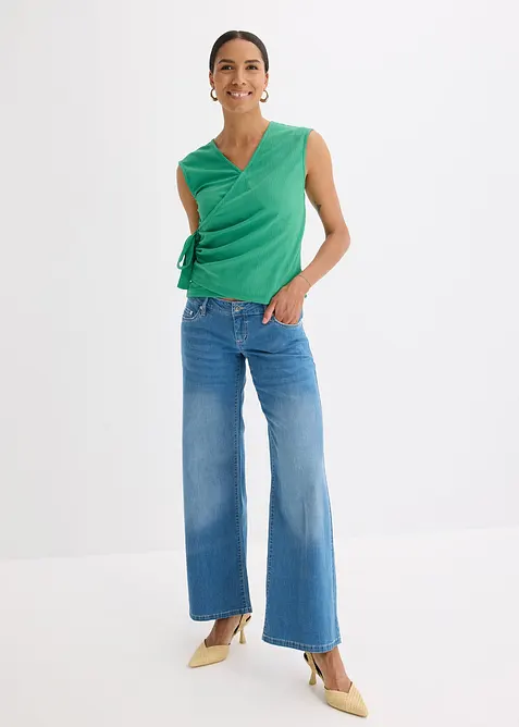 Žerzejové krepové triko se zavinovacím vzhledem, bonprix