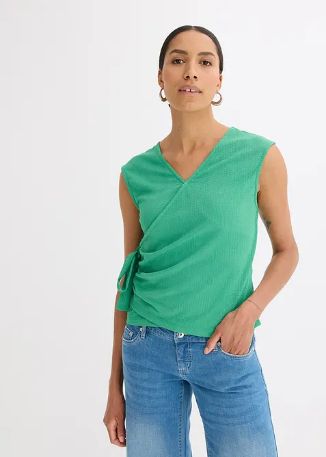 Žerzejové krepové triko se zavinovacím vzhledem, bonprix