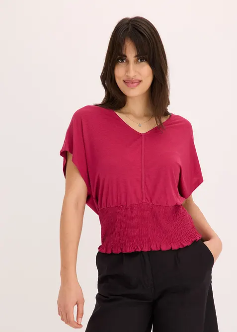 Tričko s žabičkovaným lemem, bonprix