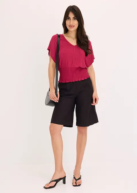 Tričko s žabičkovaným lemem, bonprix