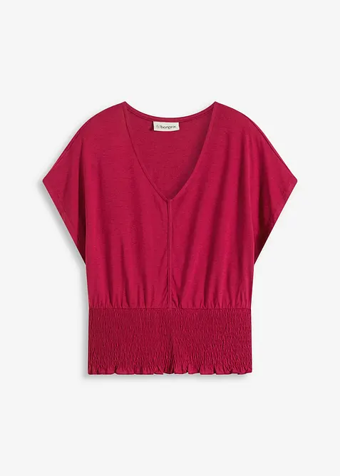 Tričko s žabičkovaným lemem, bonprix