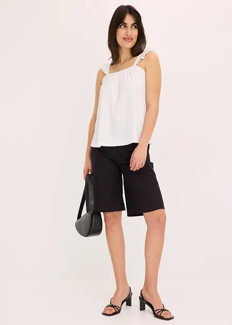 Žerzejový top s volány na ramínkách, bonprix