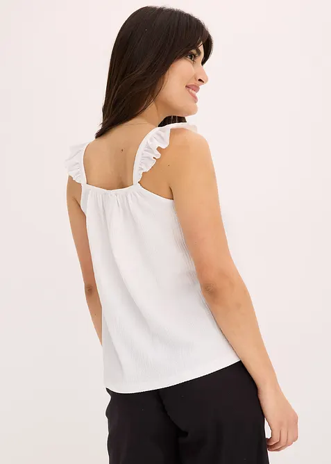 Žerzejový top s volány na ramínkách, bonprix