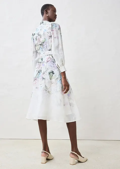 Midi šaty z ramie (2dílná souprava s páskem), bonprix