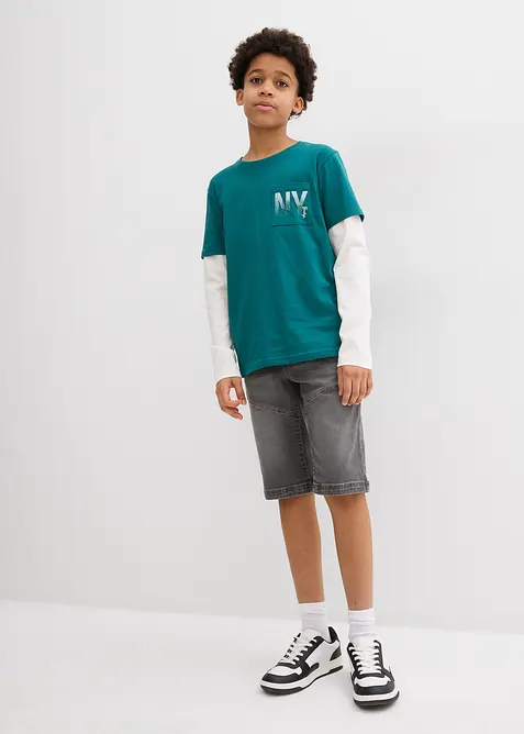 Strečové džínové bermudy bez zapínání, Regular Fit, bonprix