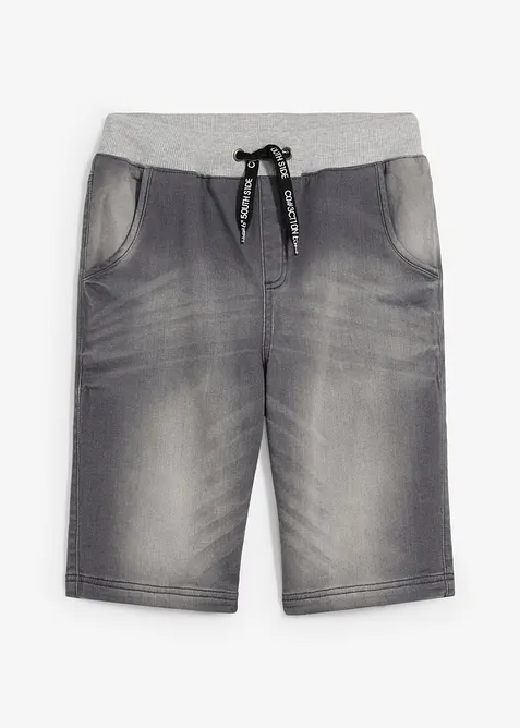 Teplákové džínové bermudy bez zapínání, Regular Fit, bonprix