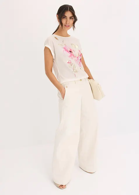 Triko s tkanou vsadkou, bonprix