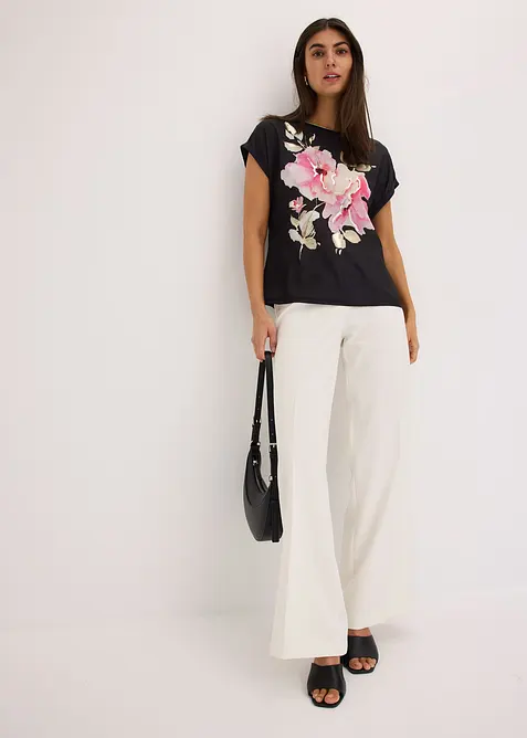 Triko s tkanou vsadkou, bonprix