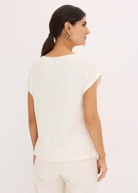 Triko s tkanou vsadkou, bonprix