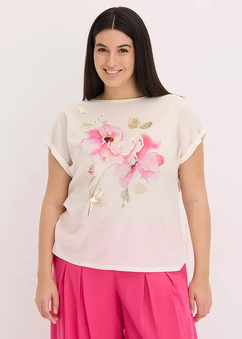 Triko s tkanou vsadkou, bonprix