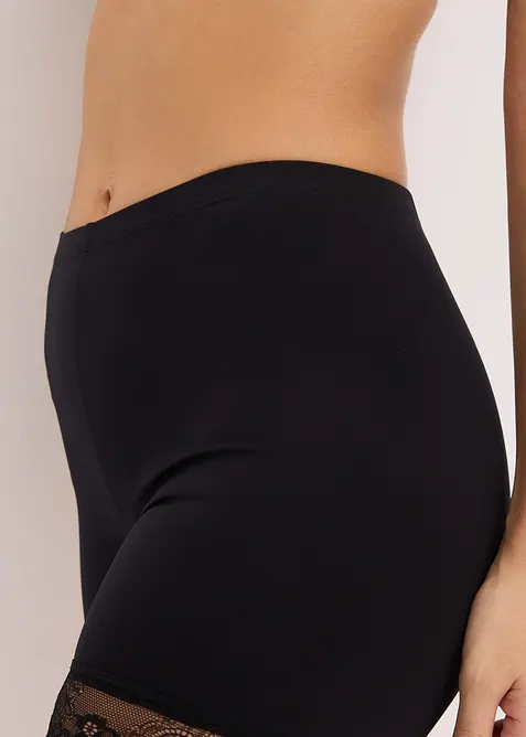 Krátké legíny „proti odírání“ z chladivého polyamidu a krajkovou nohavičkou, bonprix