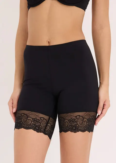 Krátké legíny „proti odírání“ z chladivého polyamidu a krajkovou nohavičkou, bonprix