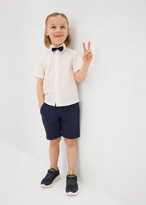 Košile s krátkým rukávem a motýlek, z čisté bavlny (2dílná souprava), bonprix