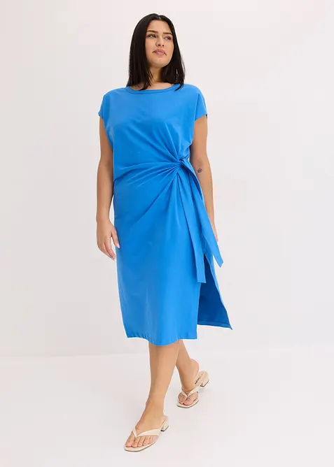 Žerzejové šaty z elastické bavlněné směsi, s uzlem, bonprix