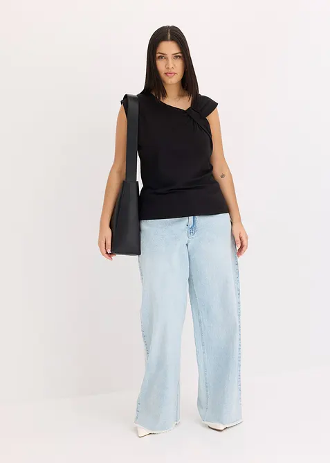 Triko z elastick&eacute; bavlněn&eacute; směsi, s přetočen&yacute;m detailem, bonprix