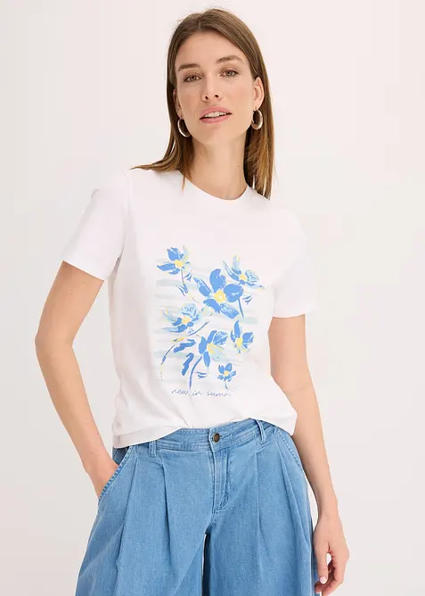 Tričko z elastické směsi s bavlnou, bonprix