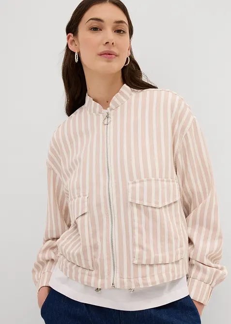 Bunda bomber se lněným vzhledem, bonprix