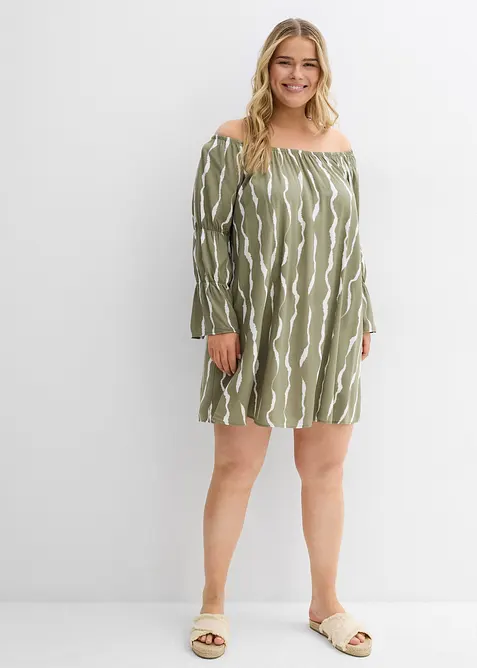 Carmen šaty ze splývavé viskózy, bonprix