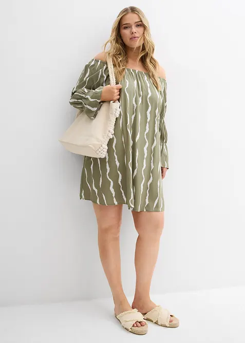 Carmen šaty ze splývavé viskózy, bonprix