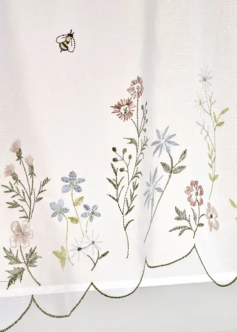 Vitr&aacute;žkov&aacute; z&aacute;clona s vy&scaron;it&yacute;mi květy, bonprix