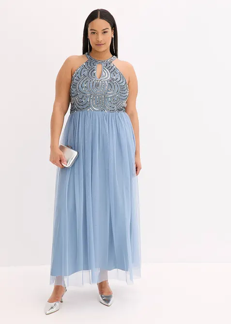 Maxi šaty s výšivkou z flitrů, bonprix