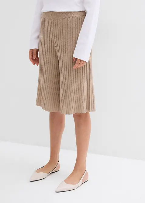 Pletené bermudy s vysoký pasem, z viskózové směsi, bonprix