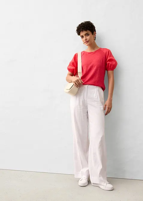 Lněné tričko s balonovými rukávy, bonprix