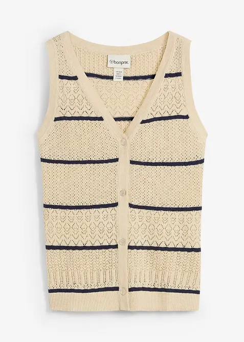 Ažurová pletená vesta s podílem lnu, bonprix