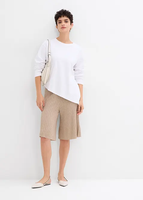 Pletené bermudy s vysoký pasem, z viskózové směsi, bonprix