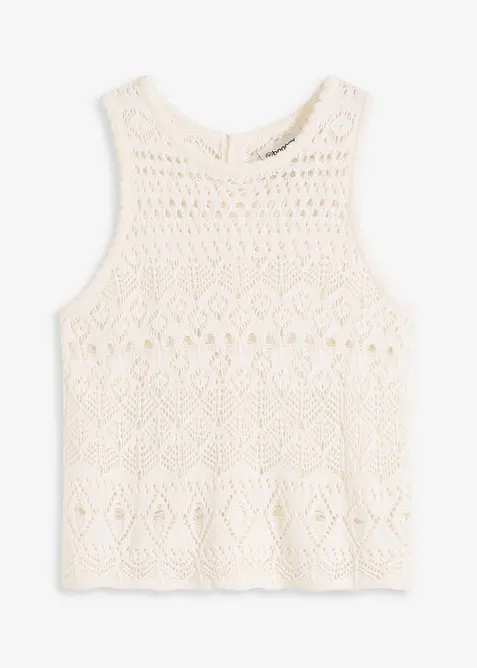 Pletený top s dírkovaným vzorem, bonprix