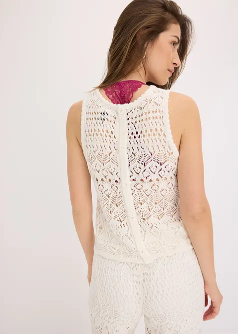 Pletený top s dírkovaným vzorem, bonprix