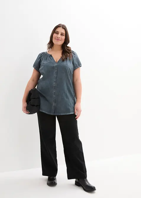 Bavlněn&aacute; halenka Cold Dyed z udržiteln&eacute; bavlny, kr&aacute;tk&yacute; ruk&aacute;v, bonprix