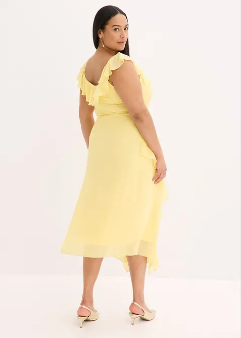 Šifonové šaty s ramínky a volány, bonprix