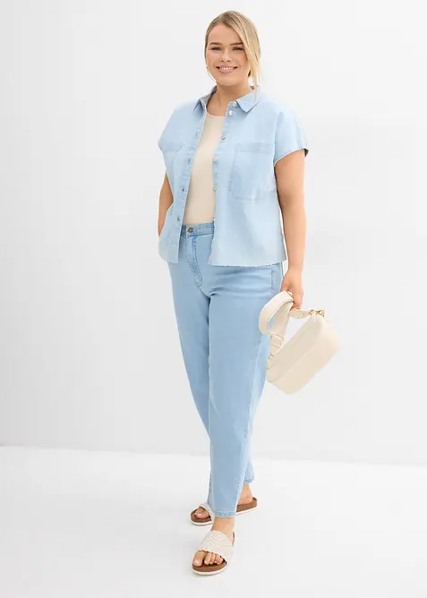 Dž&iacute;ny Mom se strečem, High Waist, bonprix