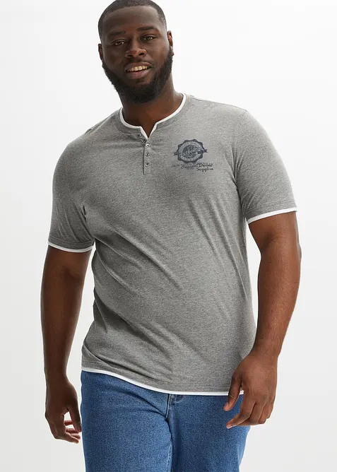 Henley tričko, kr&aacute;tk&yacute; ruk&aacute;v (2 ks v balen&iacute;), bonprix