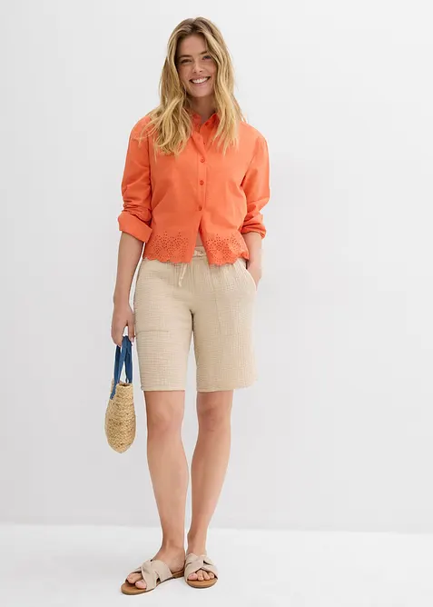 Mušelínové bermudy bez zapínání, bonprix