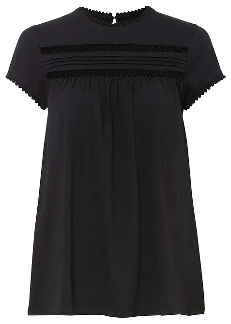 Bavlněn&eacute; triko s krajkou, bonprix