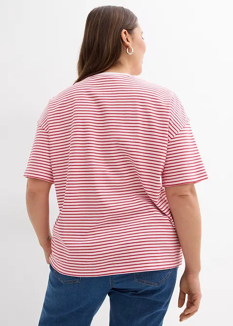 Pruhované triko s výšivkou, bonprix