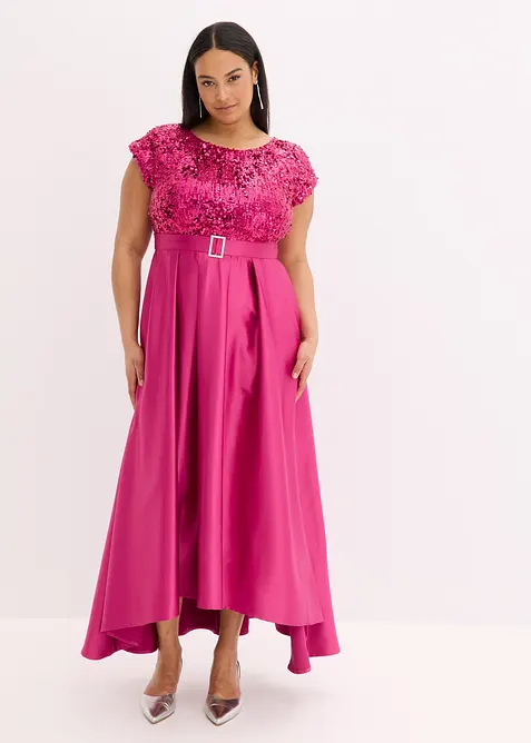 Večerní šaty z lesklého saténu s flitry, bonprix