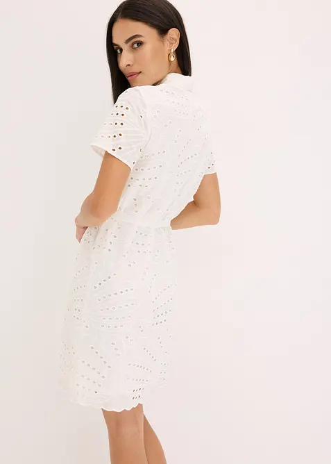 Halenkové šaty s dírkovanou výšivkou, bonprix