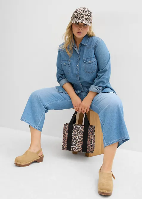 Džíny Straight, Mid Waist, pohodlný pas, malý podíl streče, zkrácené, bonprix