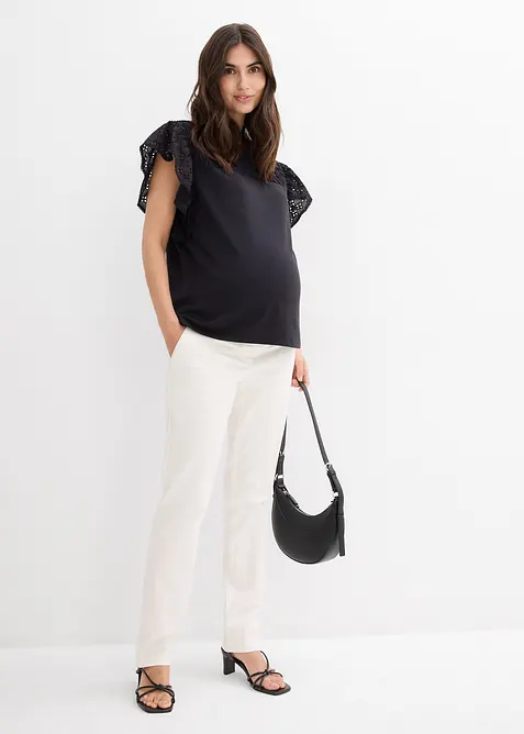 Elegantní těhotenské kalhoty s rovnými nohavicemi, z bavlněné směsi příjemné na omak, bonprix