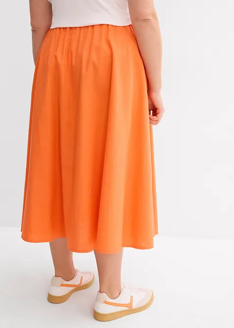 Midi sukně ze lněn&eacute; směsi, bonprix