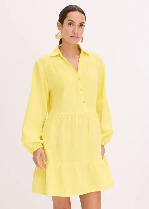 Krátké volánové šaty z mušelínu, bonprix