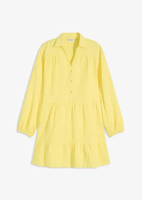 Krátké volánové šaty z mušelínu, bonprix