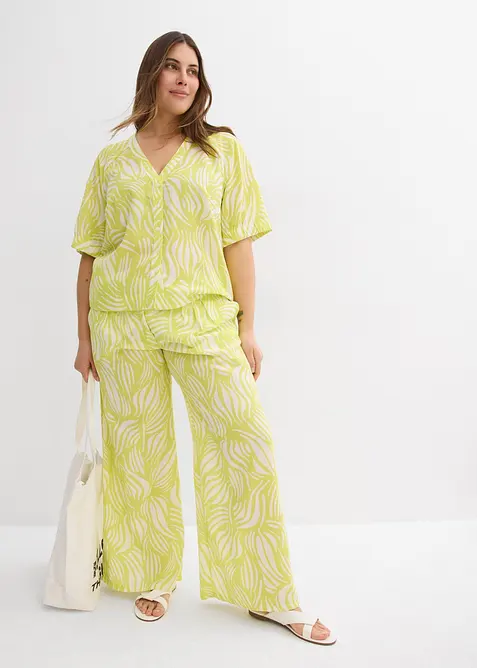 Halenka s krátkým rukávem ve lněném vzhledu, bonprix