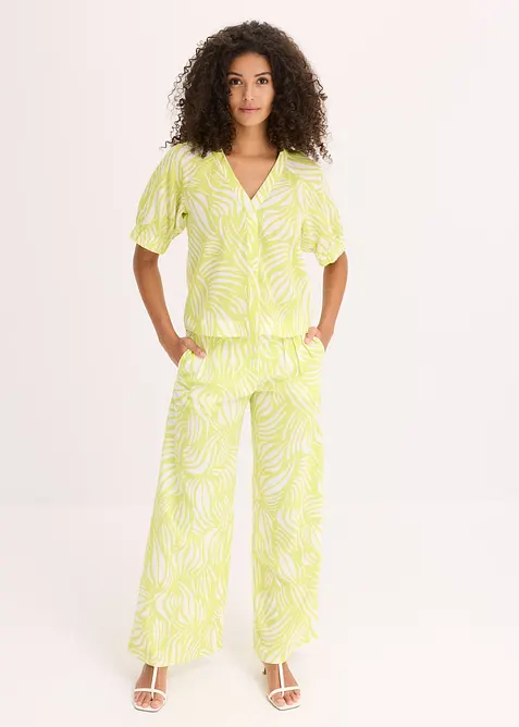 Halenka s krátkým rukávem ve lněném vzhledu, bonprix